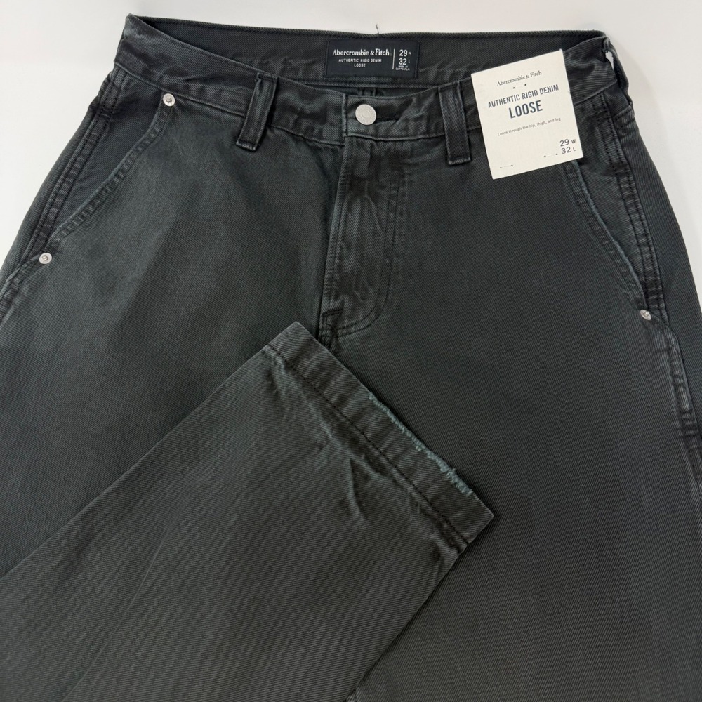 Abercrombie & Fitch Mens 29x32 Fits 29x31 Rigid Loose Carpenter Pants Black NEW